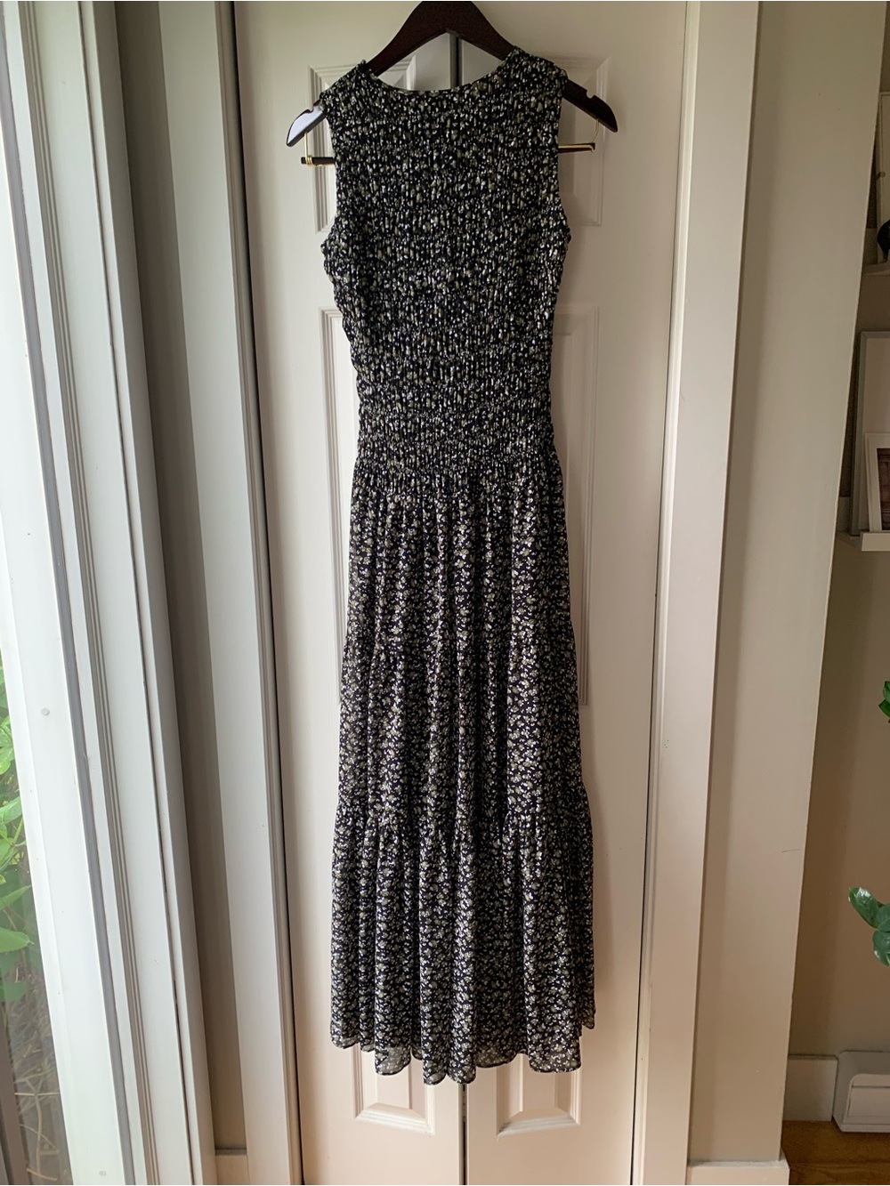 Michael Kors Floral Print Smocked Georgette Maxi Dress - Picture 2 of 7